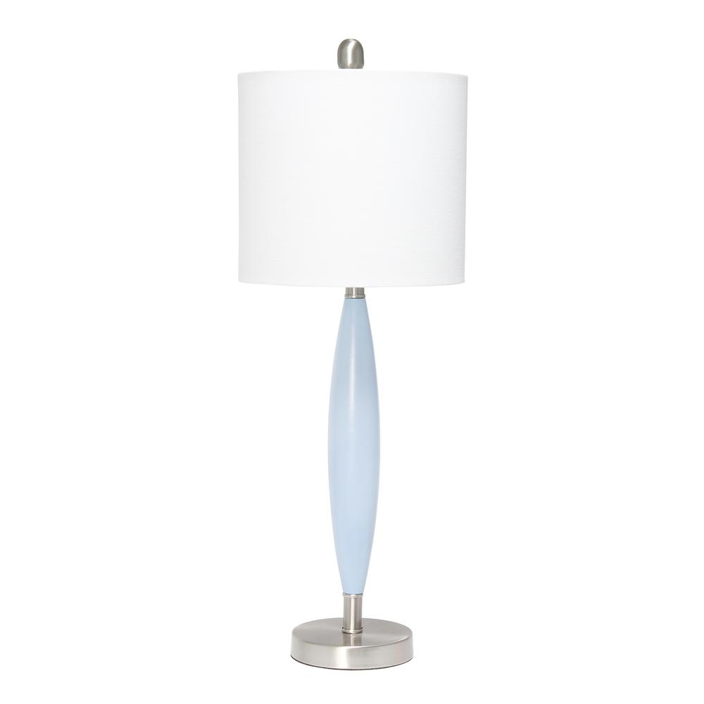 Stylus Table Lamp with White Fabric Shade, Blue. Picture 5