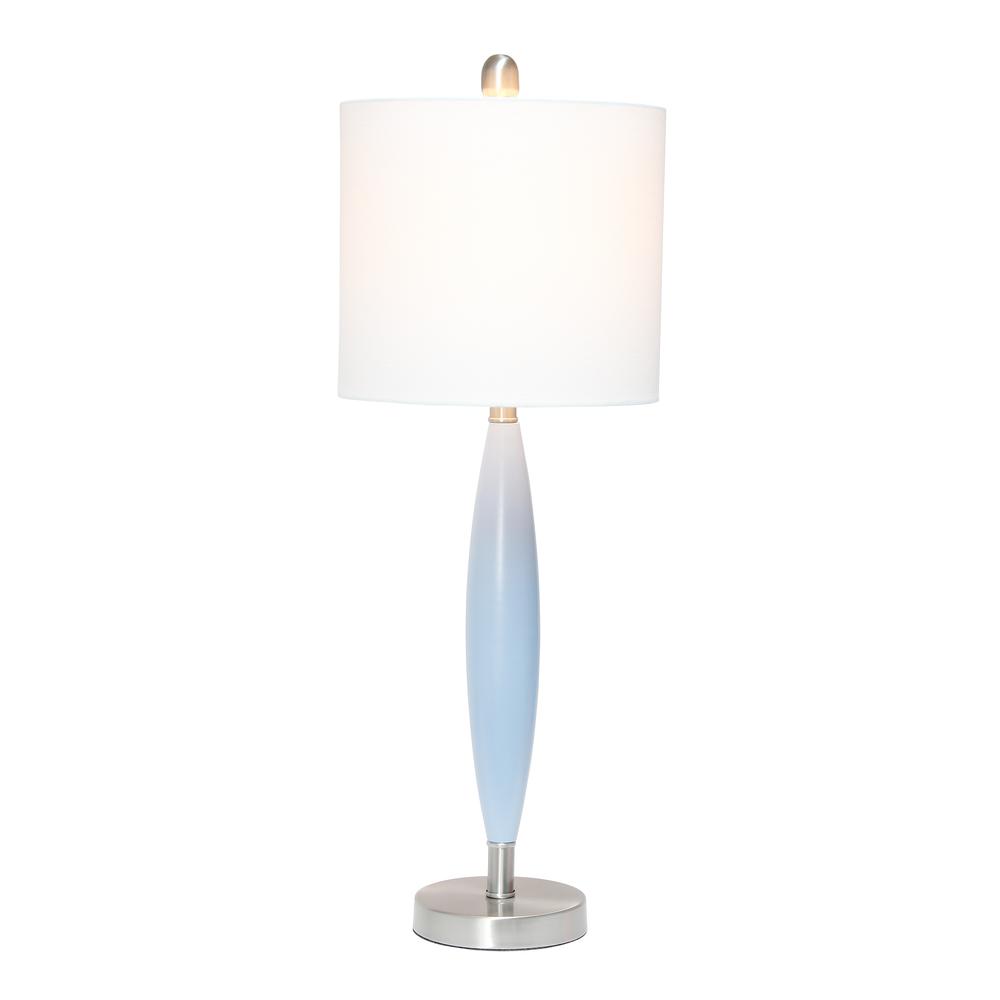 Stylus Table Lamp with White Fabric Shade, Blue. Picture 6