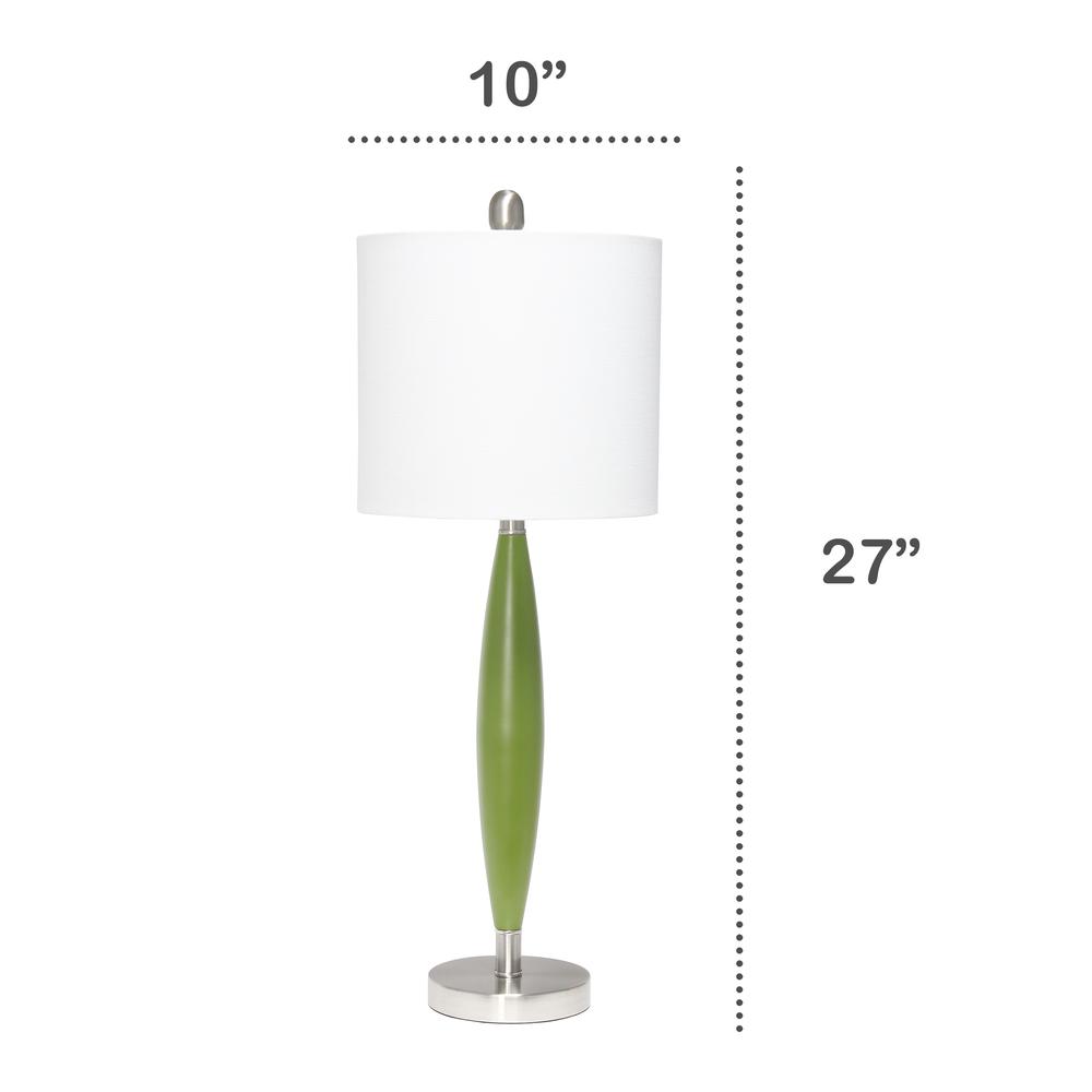 Stylus Table Lamp with White Fabric Shade, Green. Picture 3