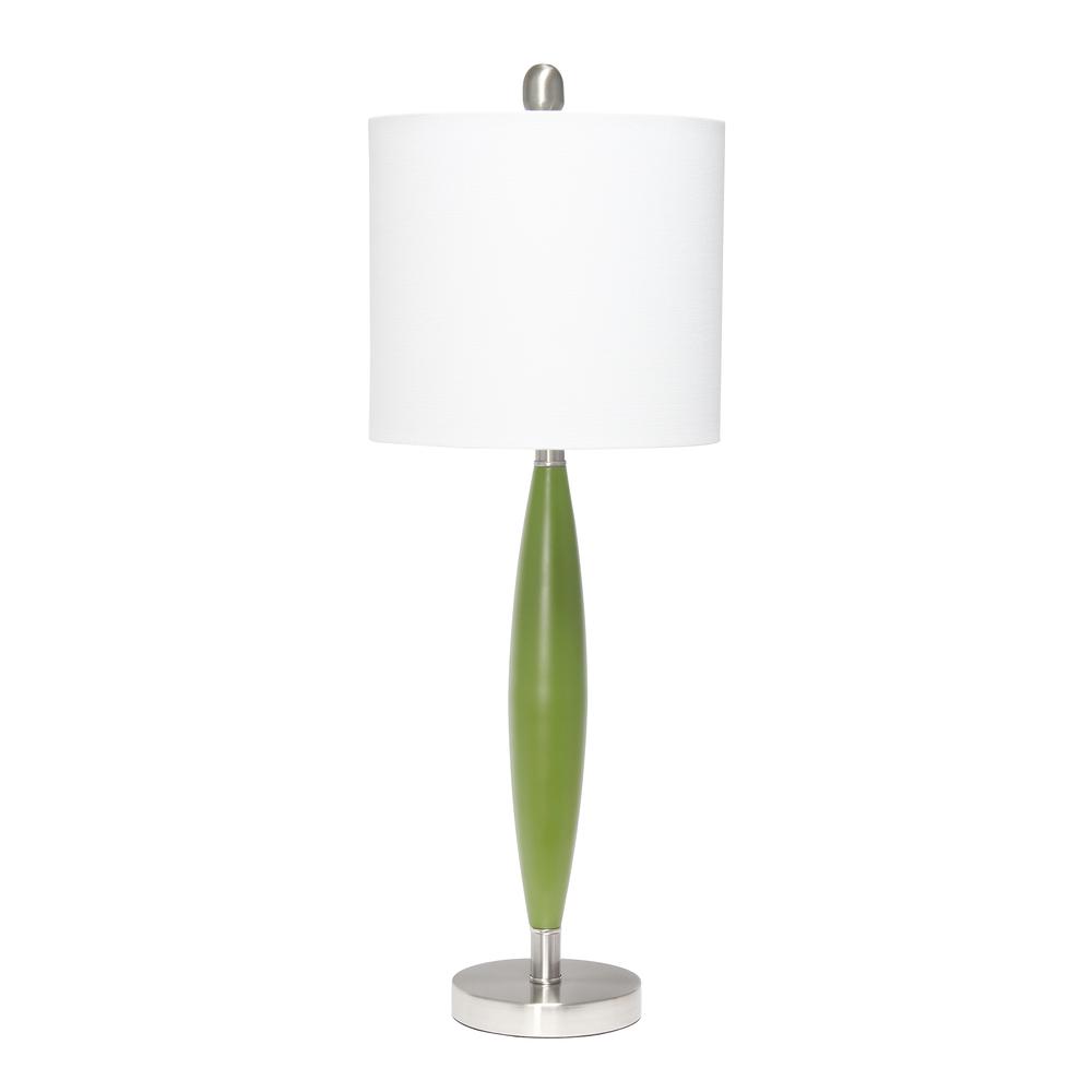 Stylus Table Lamp with White Fabric Shade, Green. Picture 5