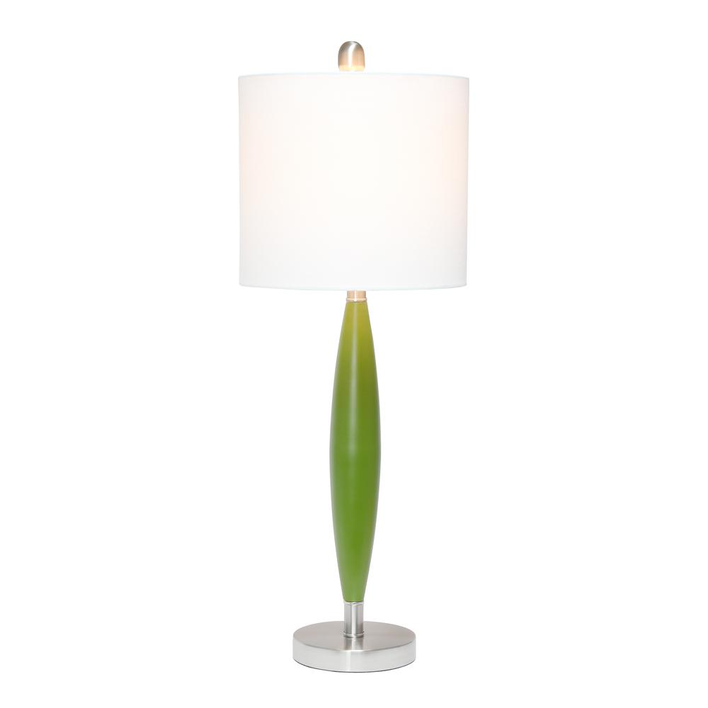 Stylus Table Lamp with White Fabric Shade, Green. Picture 6