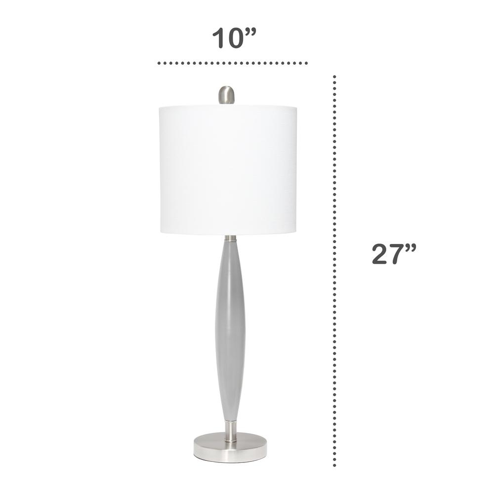 Stylus Table Lamp with White Fabric Shade, Gray. Picture 3