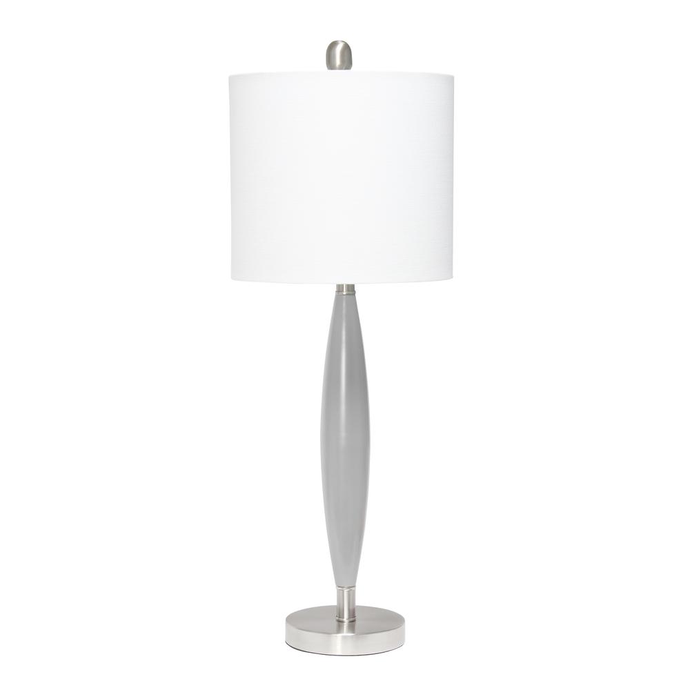 Stylus Table Lamp with White Fabric Shade, Gray. Picture 5