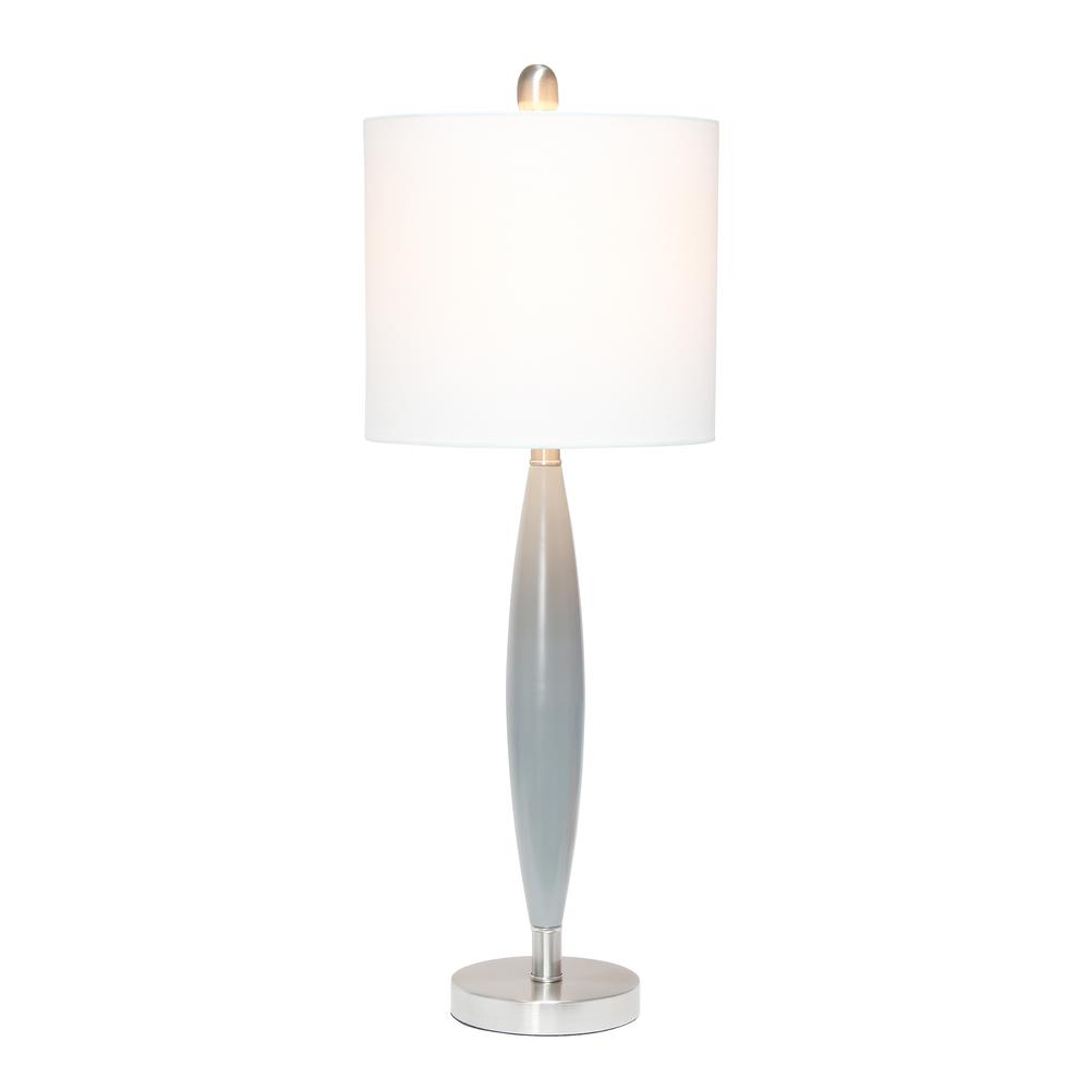 Stylus Table Lamp with White Fabric Shade, Gray. Picture 6