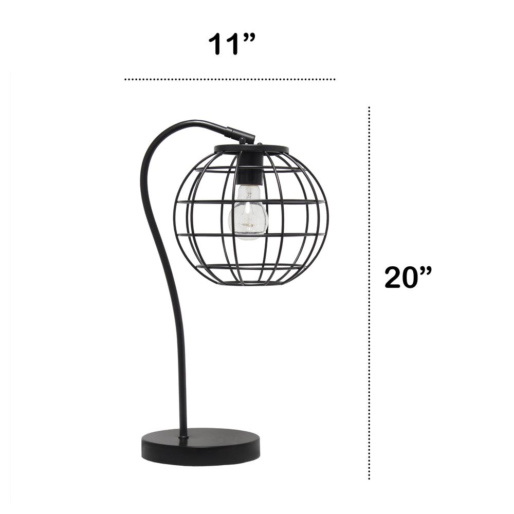 Arched Metal Cage Table Lamp, Black. Picture 3