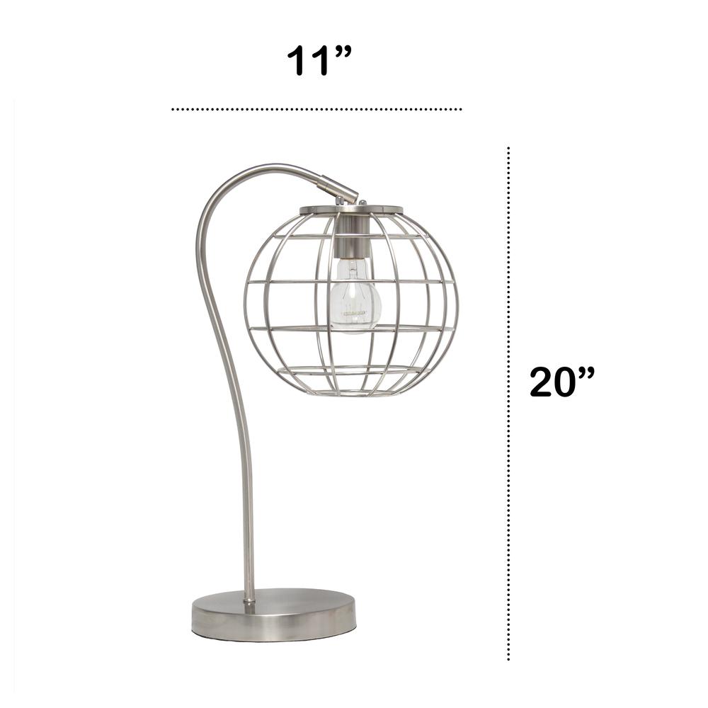 Arched Metal Cage Table Lamp, Brushed Nickel. Picture 3