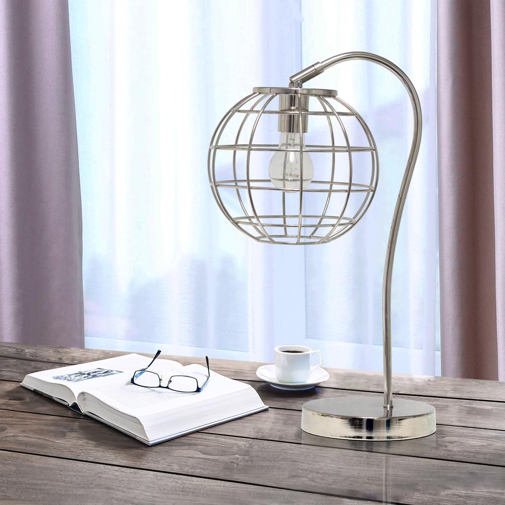 Arched Metal Cage Table Lamp, Chrome. Picture 2