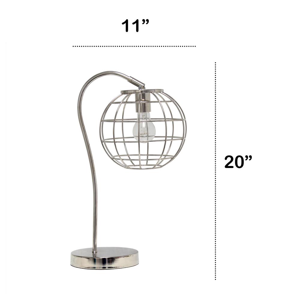 Arched Metal Cage Table Lamp, Chrome. Picture 3