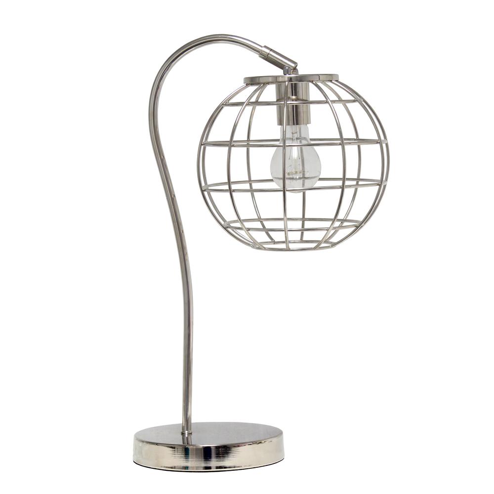 Arched Metal Cage Table Lamp, Chrome. Picture 5