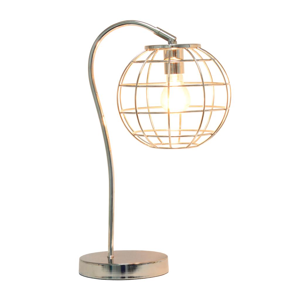 Arched Metal Cage Table Lamp, Chrome. Picture 6