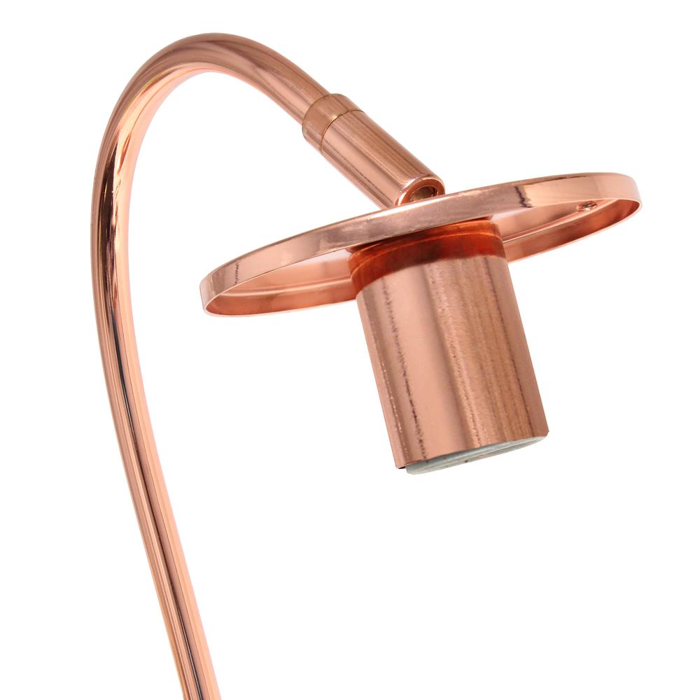 Arched Metal Cage Table Lamp, Rose Gold. Picture 7