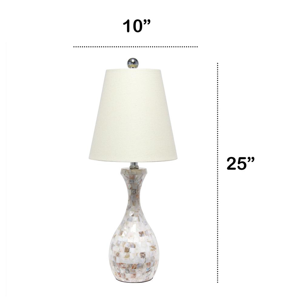 Malibu Curved Mosaic Seashell Table Lamp with Chrome Accents. Picture 3