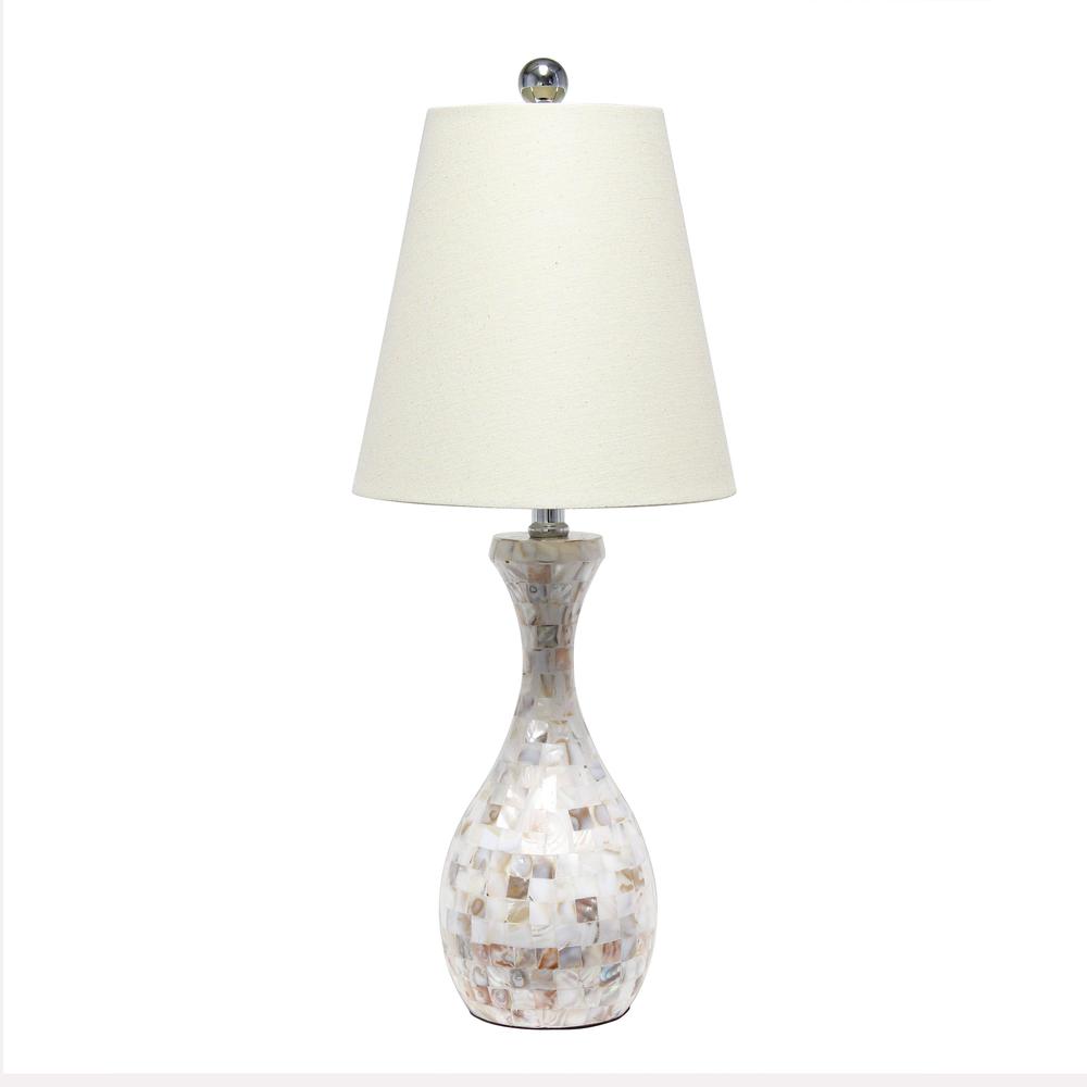 Malibu Curved Mosaic Seashell Table Lamp with Chrome Accents. Picture 5