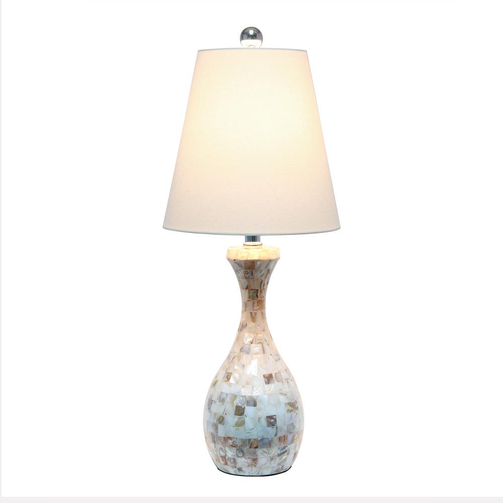 Malibu Curved Mosaic Seashell Table Lamp with Chrome Accents. Picture 6