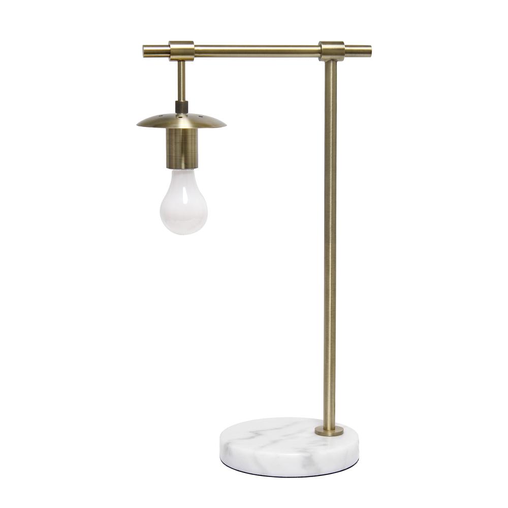 Studio Loft Globe Shade Table Desk Lamp With Marble Base and Antique Brass Arm. Picture 5