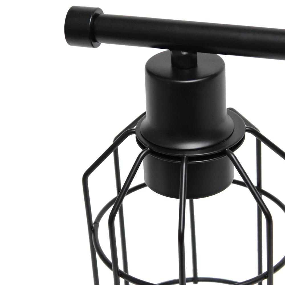 3 Light Industrial Wired Vanity Light, Matte Black. Picture 2