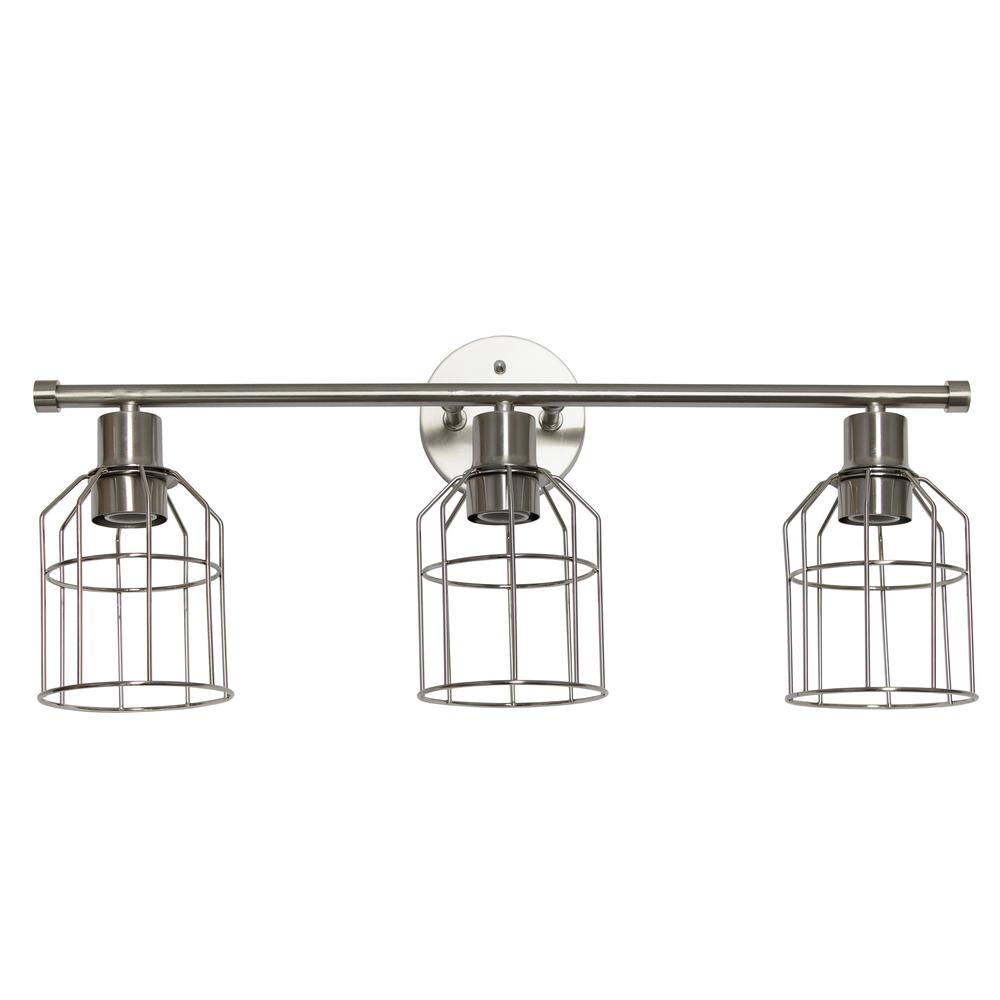 3 Light Industrial Wired Vanity Light, Brushed Nickel. Picture 5