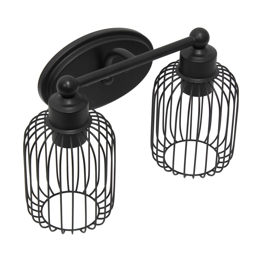 Two Light Industrial Cage Vanity Uplight Downlight Wall Mounted Fixture. Picture 4
