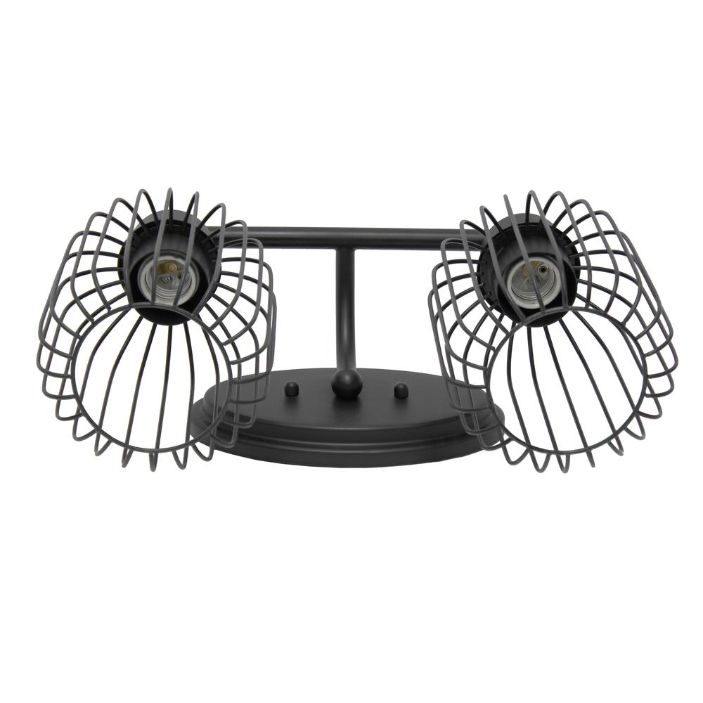 Two Light Industrial Cage Vanity Uplight Downlight Wall Mounted Fixture. Picture 6