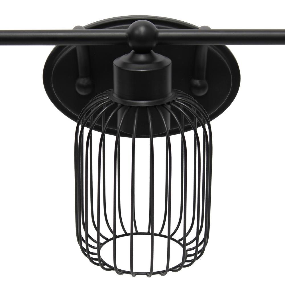 Three Light Industrial Cage Vanity Uplight Downlight Wall Mounted Fixture. Picture 6