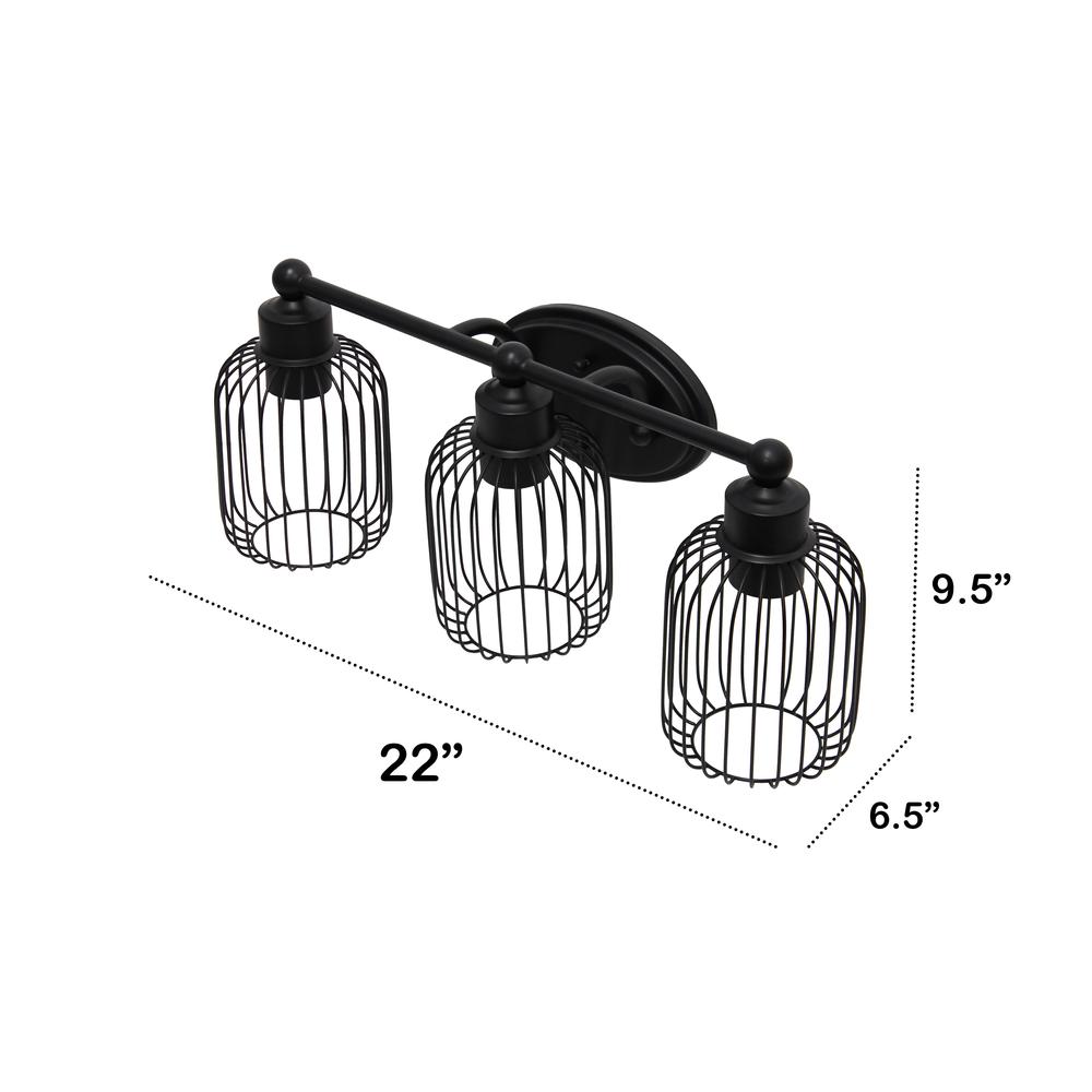 Three Light Industrial Cage Vanity Uplight Downlight Wall Mounted Fixture. Picture 9