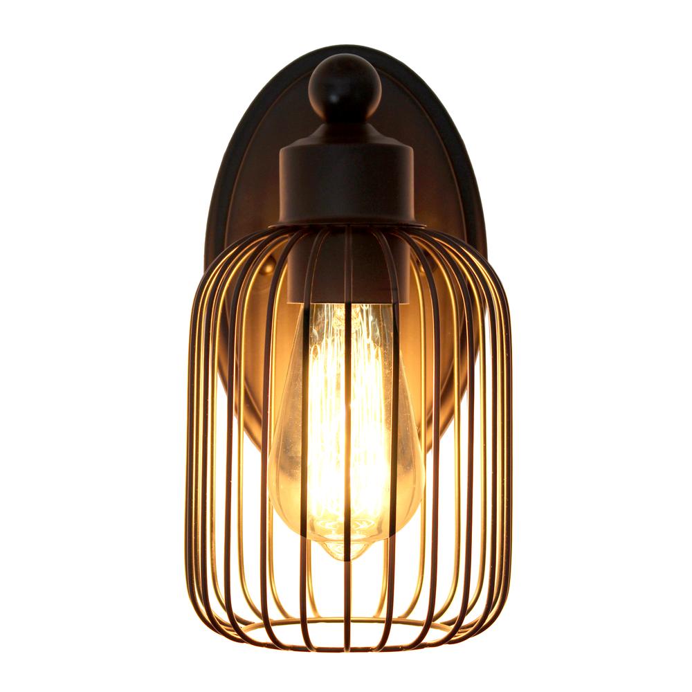 One Light Industrial Cage Wall Sconce Uplight Downlight Wall Mounted Fixture. Picture 3