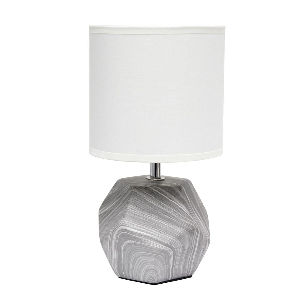 Round Prism Mini Table Lamp with White Fabric Shade. Picture 1