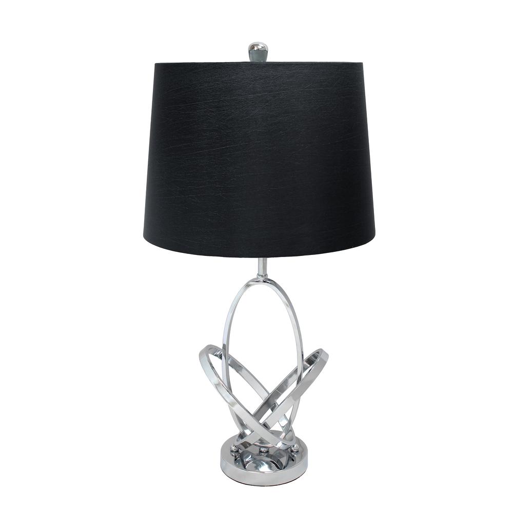 Mod Art Polished Chrome Table Lamp with Black Shade. Picture 1