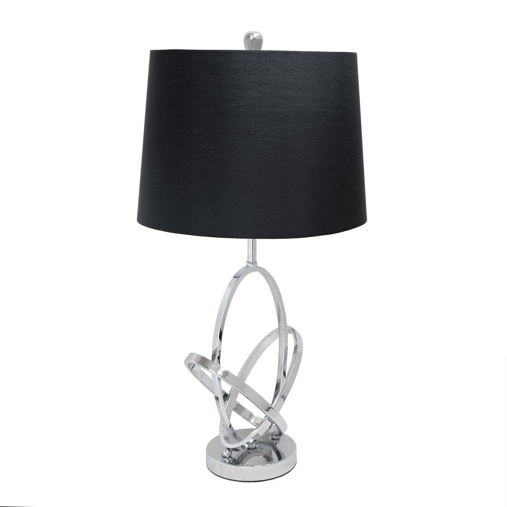 Elegant Designs Mod Art Polished Chrome Table Lamp with Black Shade