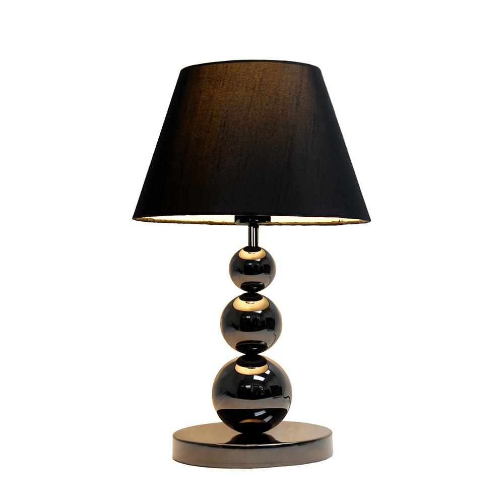 Pearl Black Chrome Metal Three Tier Ball Lamp. Picture 1