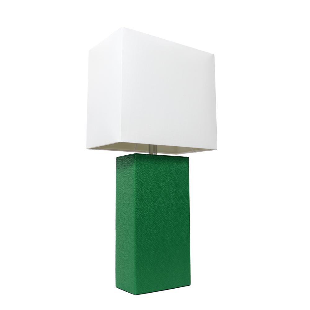 Elegant Designs Modern Green Leather Table Lamp
