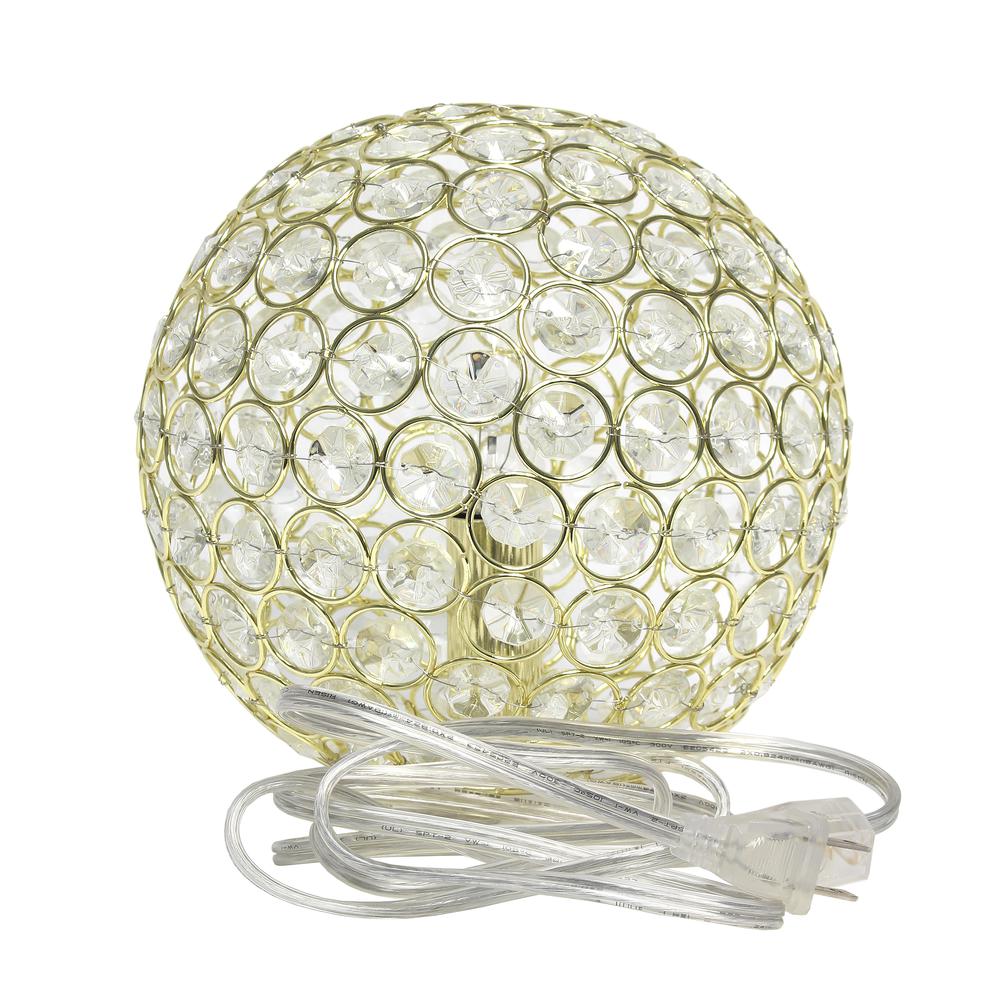 8 Inch Crystal Ball Sequin Table Lamp, Gold. Picture 3