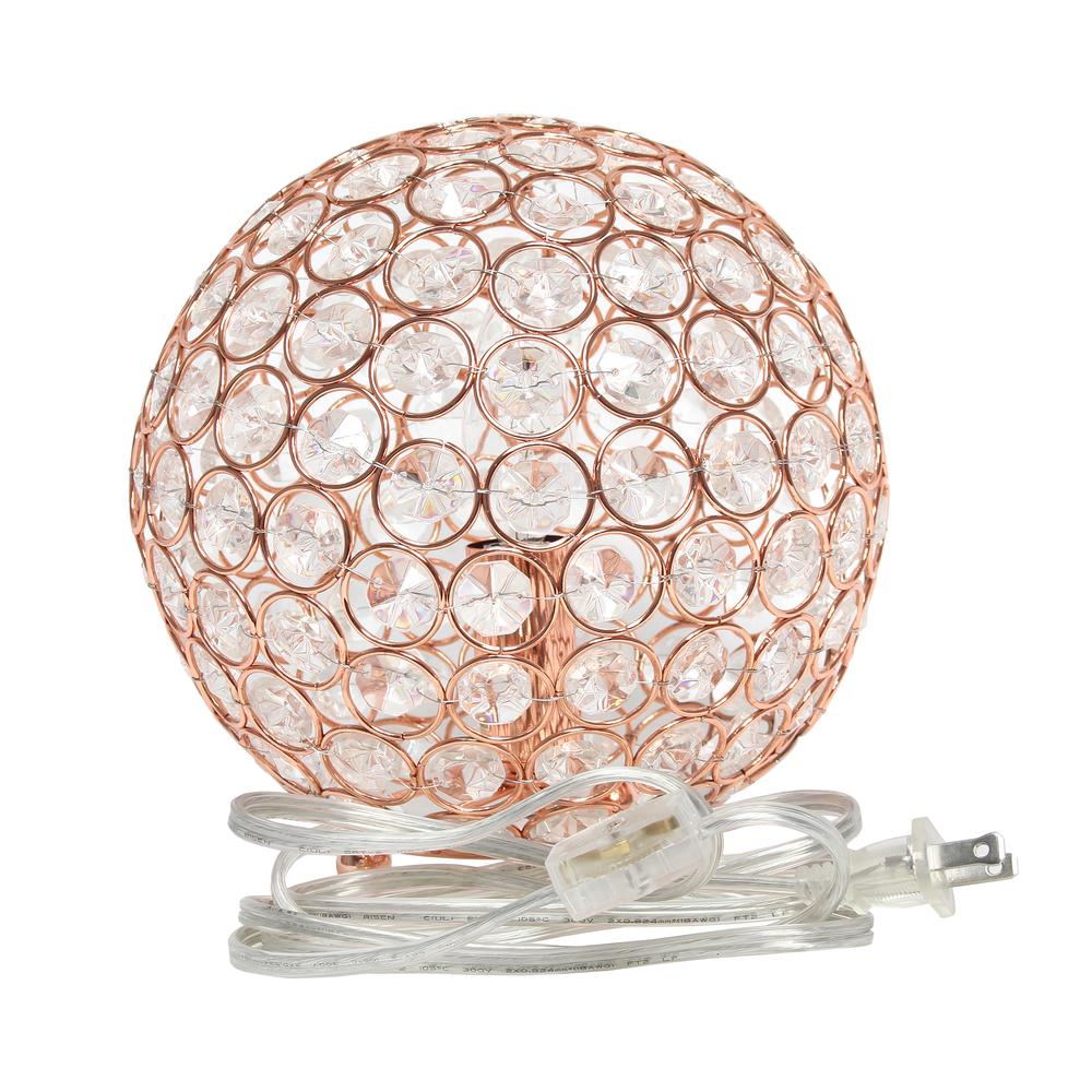 8 Inch Crystal Ball Sequin Table Lamp, Rose Gold. Picture 3