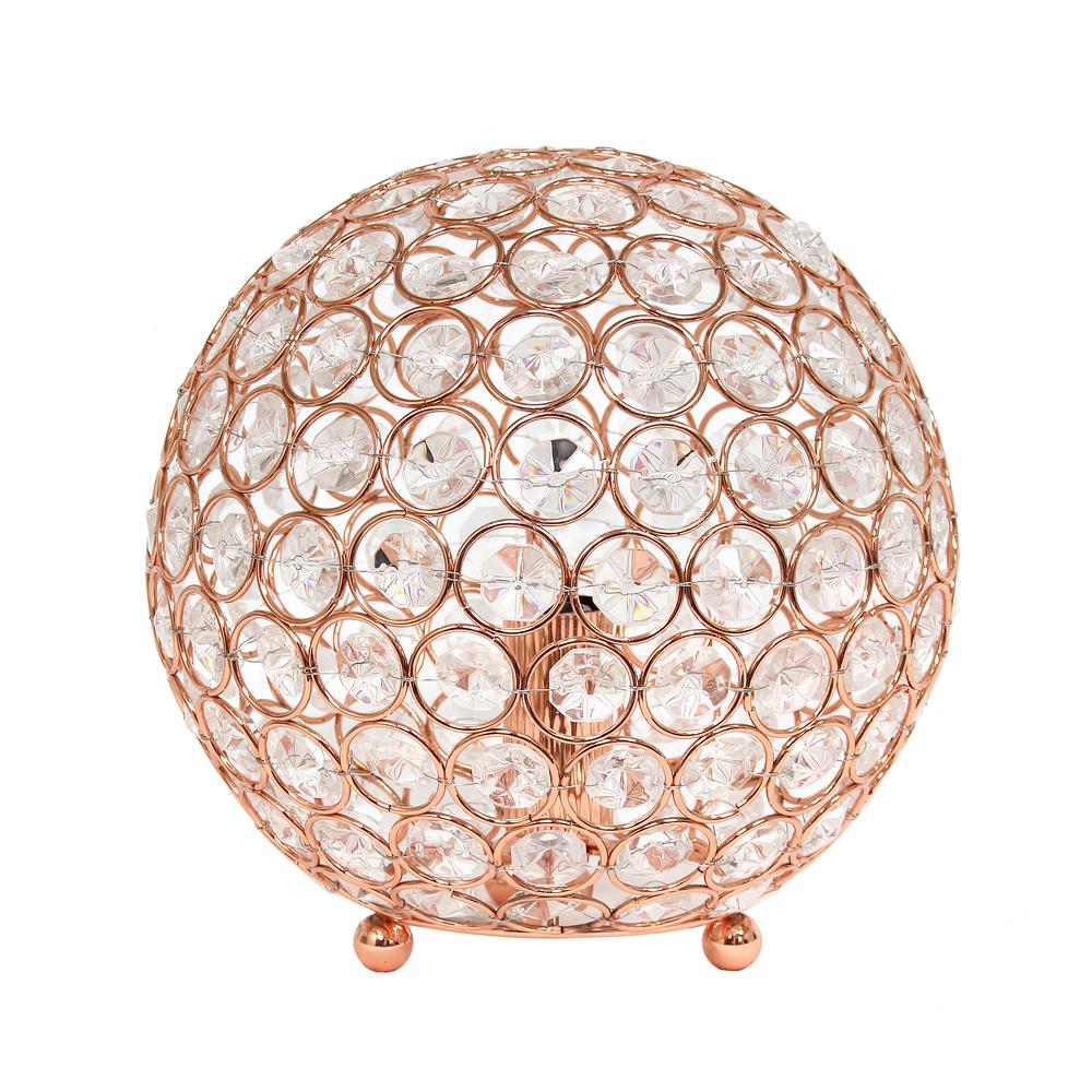 8 Inch Crystal Ball Sequin Table Lamp, Rose Gold. Picture 7