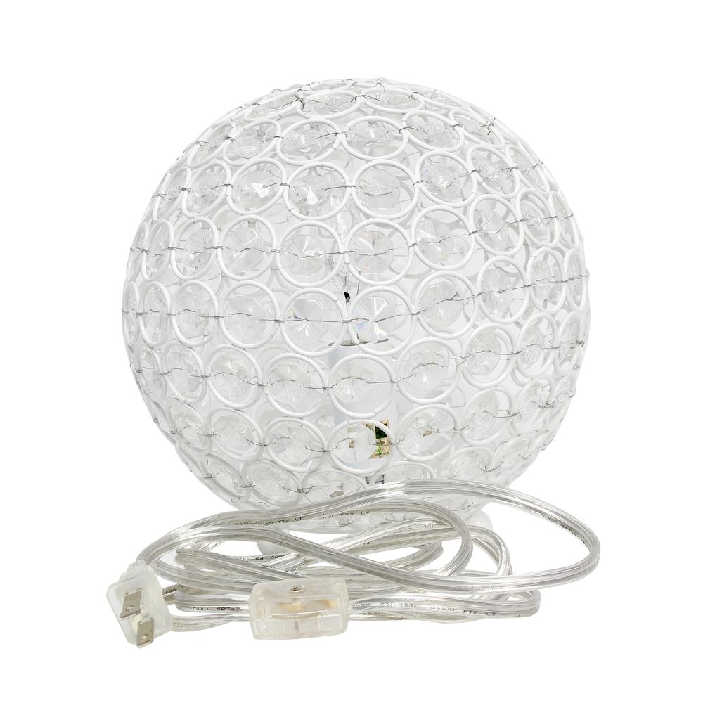 Elegant Designs Elipse 8 Inch Crystal Ball Sequin Table Lamp, White. Picture 3