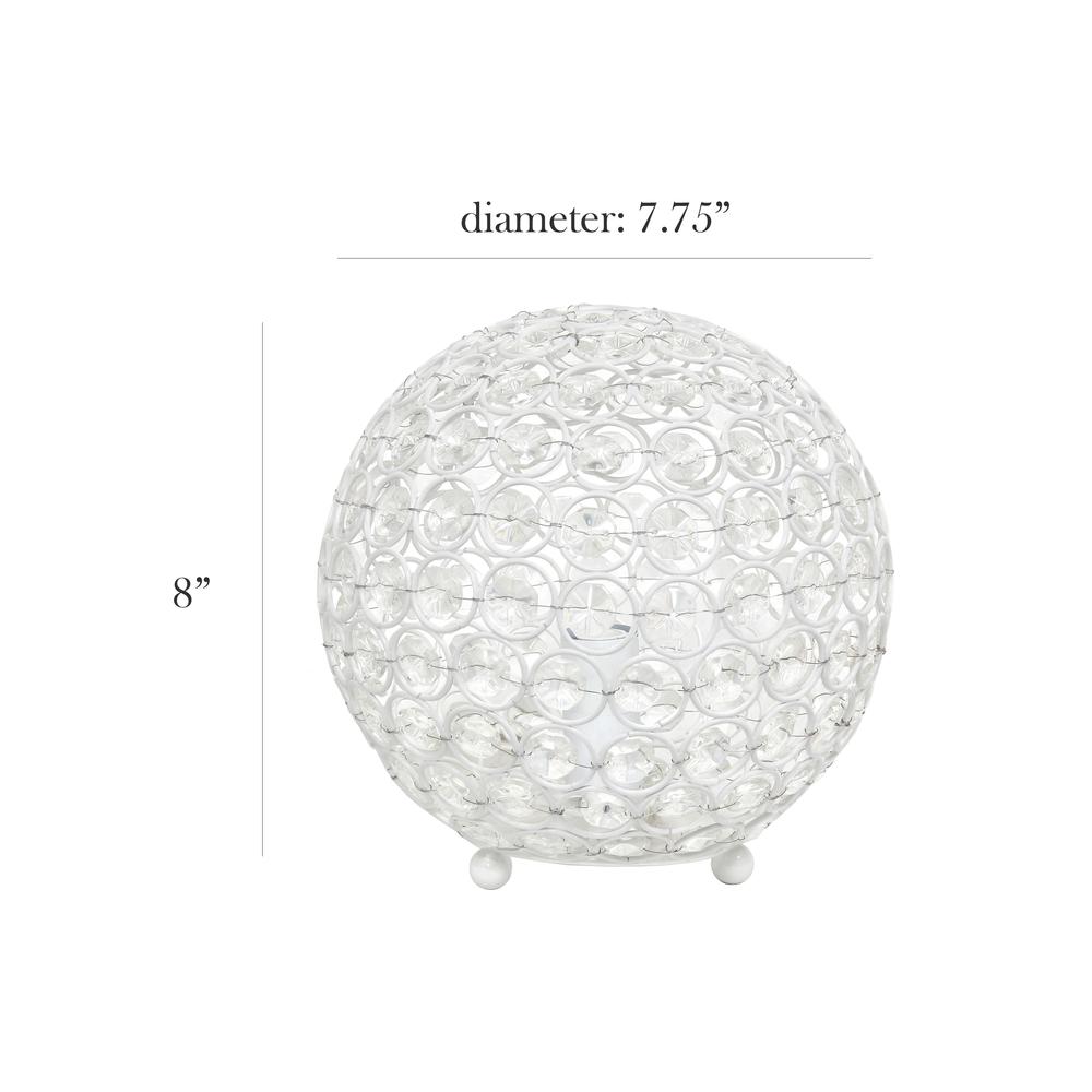 Elegant Designs Elipse 8 Inch Crystal Ball Sequin Table Lamp, White. Picture 5