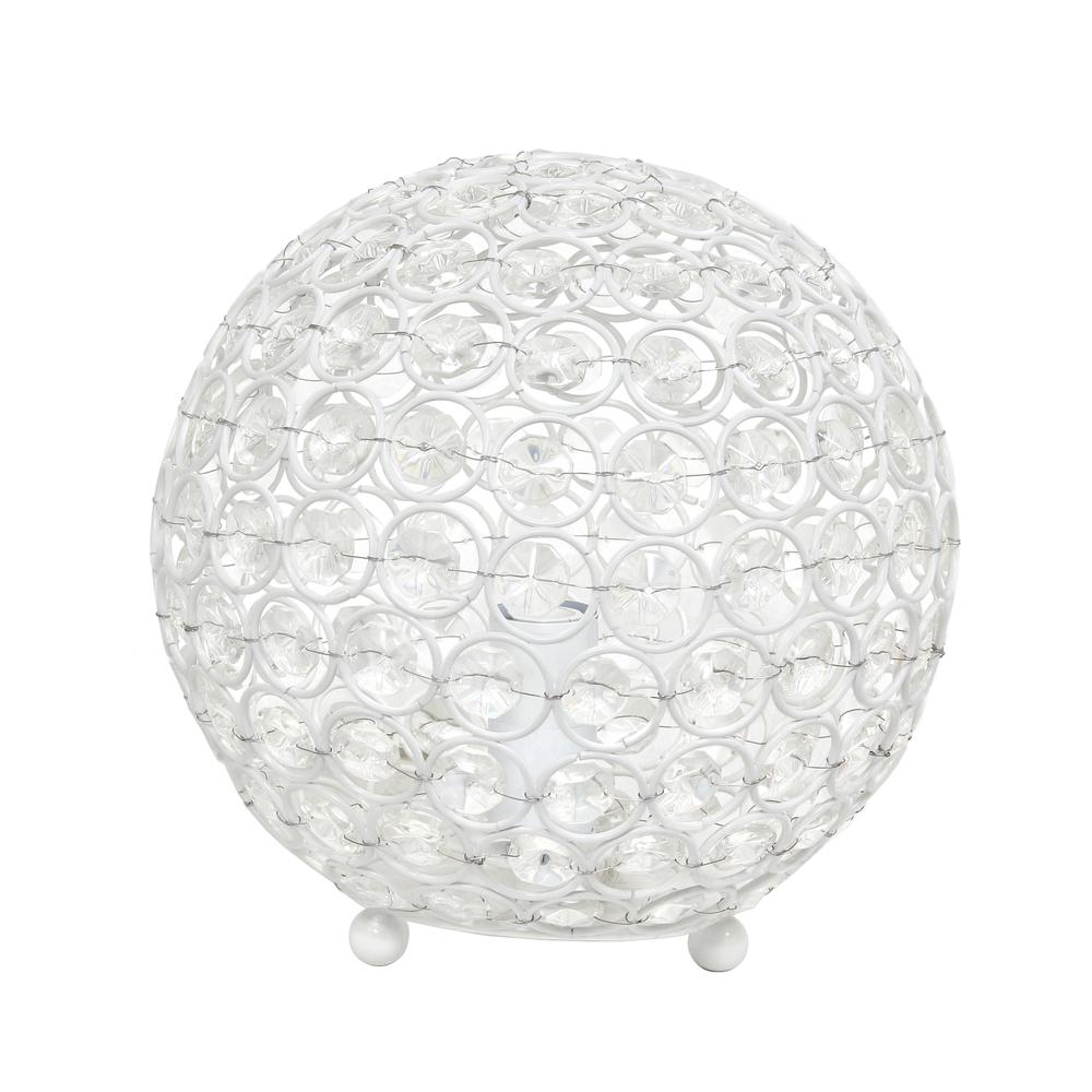 Elegant Designs Elipse 8 Inch Crystal Ball Sequin Table Lamp, White. Picture 7