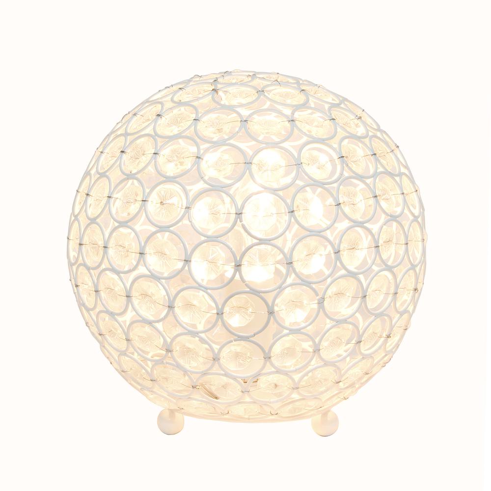 Elegant Designs Elipse 8 Inch Crystal Ball Sequin Table Lamp, White. Picture 8