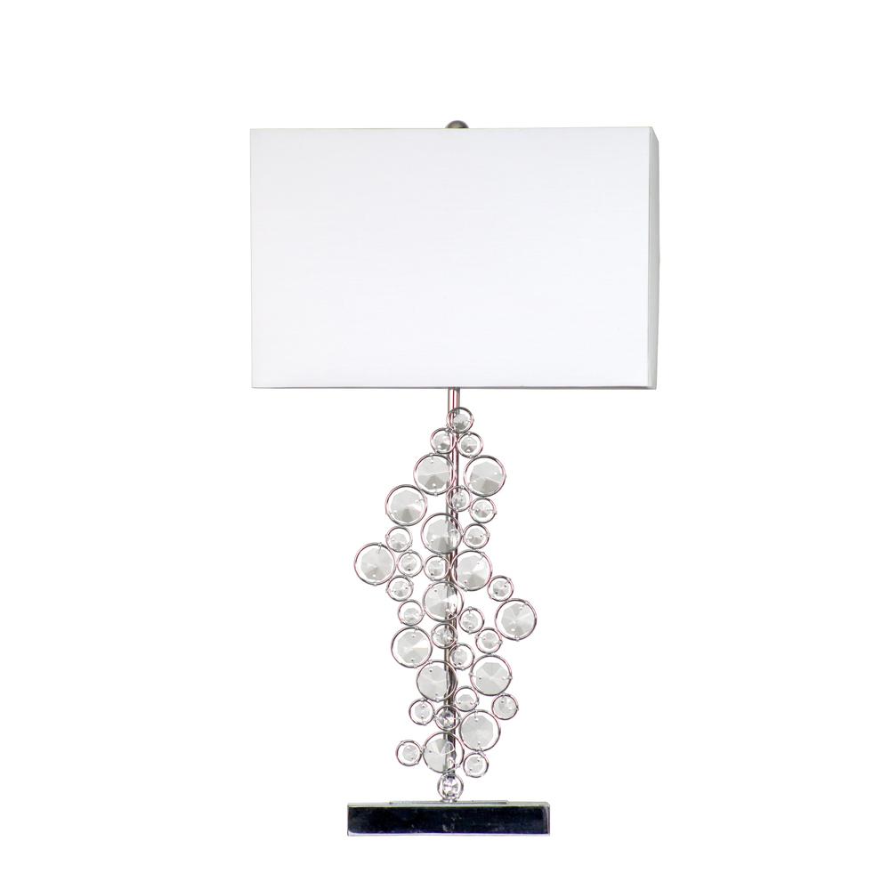 Elegant Designs Sequin and Chrome Table Lamp with Prismatic Crystals