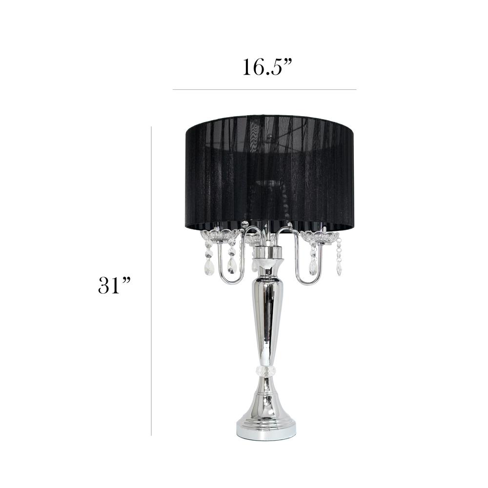 Trendy Romantic Sheer Shade Table Lamp with Hanging Crystals. Picture 6