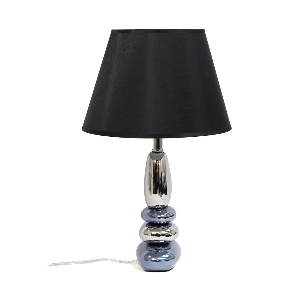 Elegant Designs Stacked Chrome and Metallic Blue Stones Ceramic Table Lamp