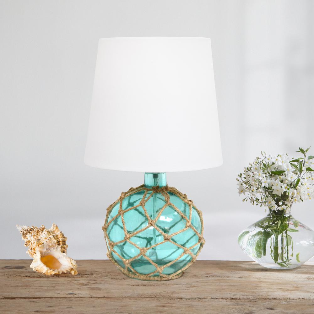 Buoy Netted Aqua Glass Table Lamp. Picture 6