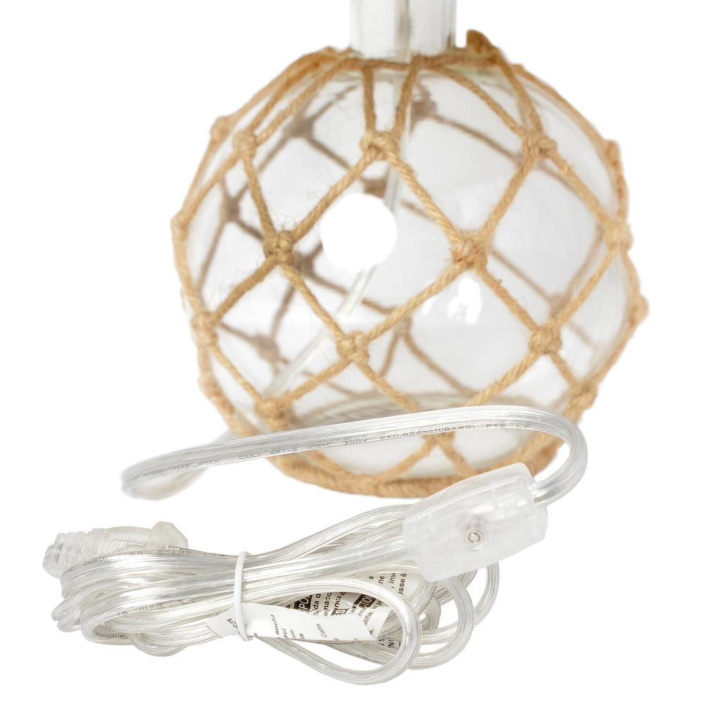 Buoy Rope Nautical Netted Coastal Ocean Sea Glass Table Lamp. Picture 2