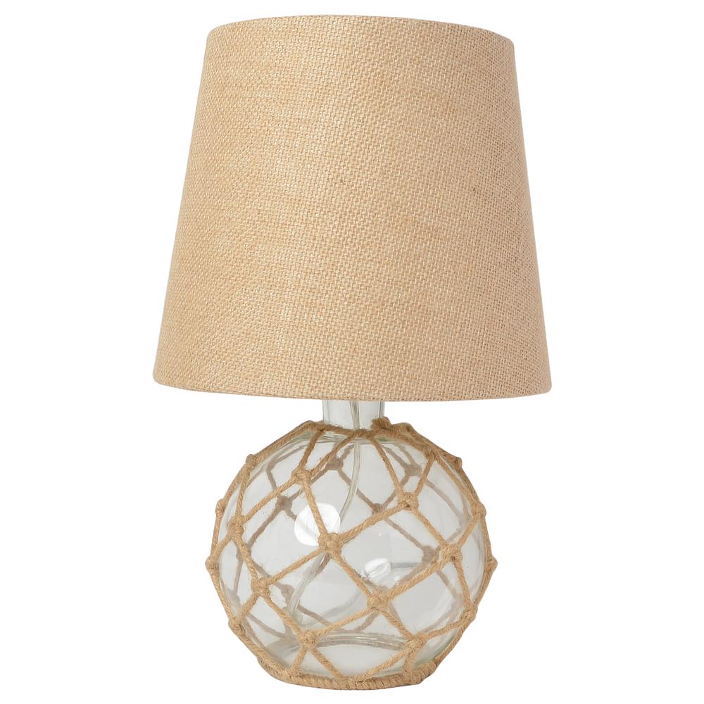 Buoy Rope Nautical Netted Coastal Ocean Sea Glass Table Lamp. Picture 6