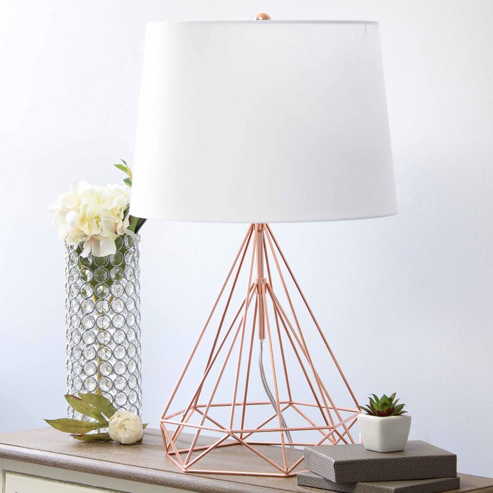 Elegant Designs Wired Metal Table Lamp, Rose Gold. Picture 3