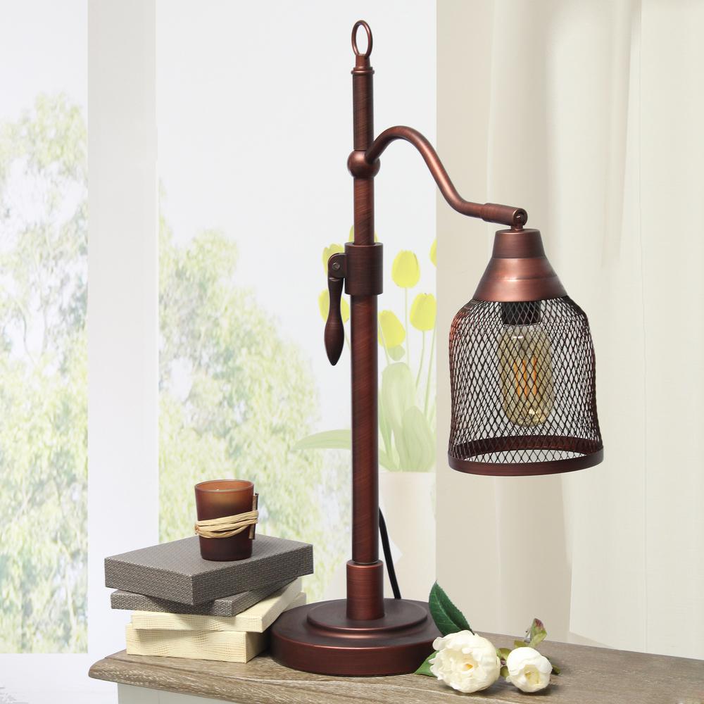 Elegant Designs Adjustable Table Lamp with Metal Netted Shade. Picture 4