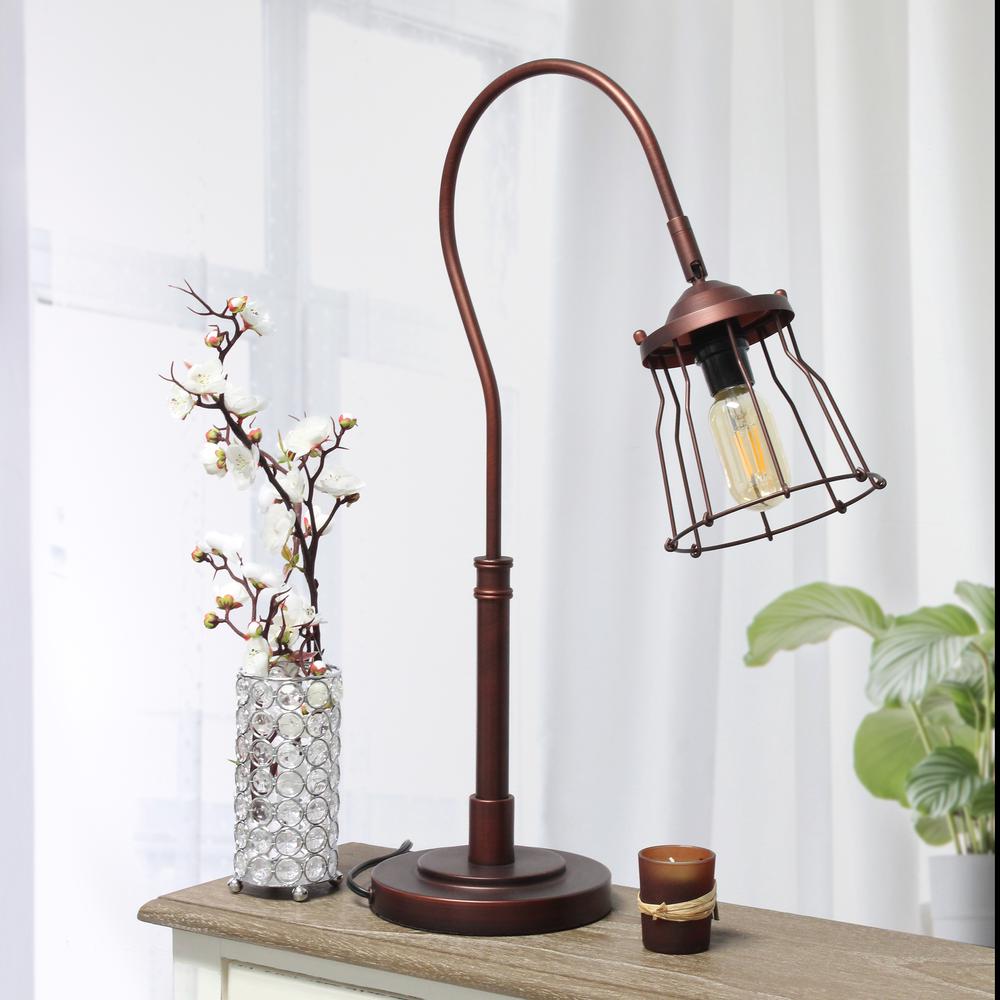Elegant Designs Red Bronze Open Cage Table Lamp. Picture 3