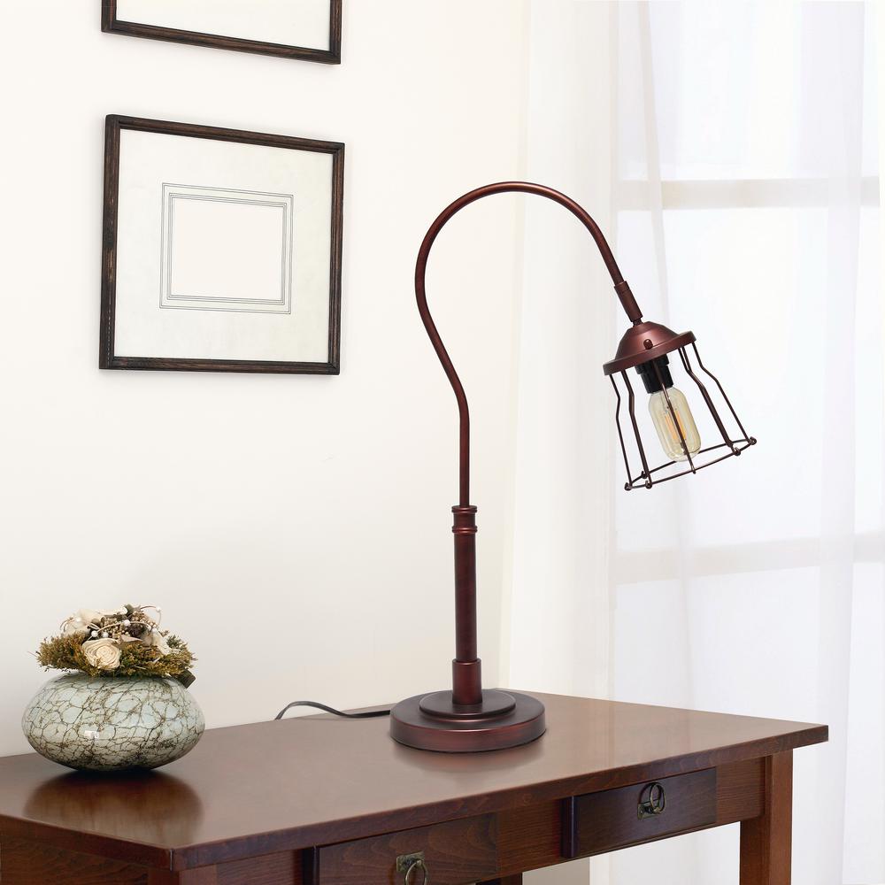 Elegant Designs Red Bronze Open Cage Table Lamp. Picture 8