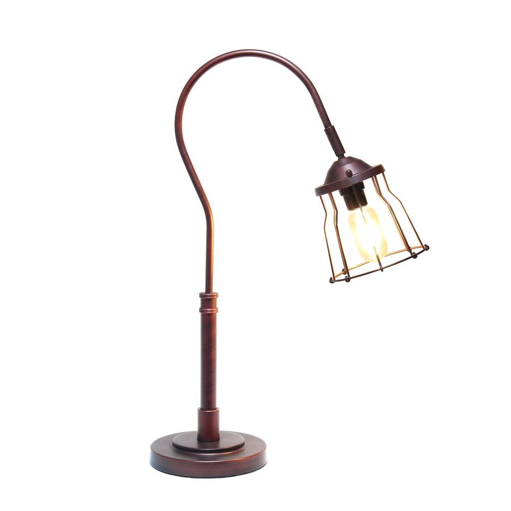 Elegant Designs Red Bronze Open Cage Table Lamp. Picture 1