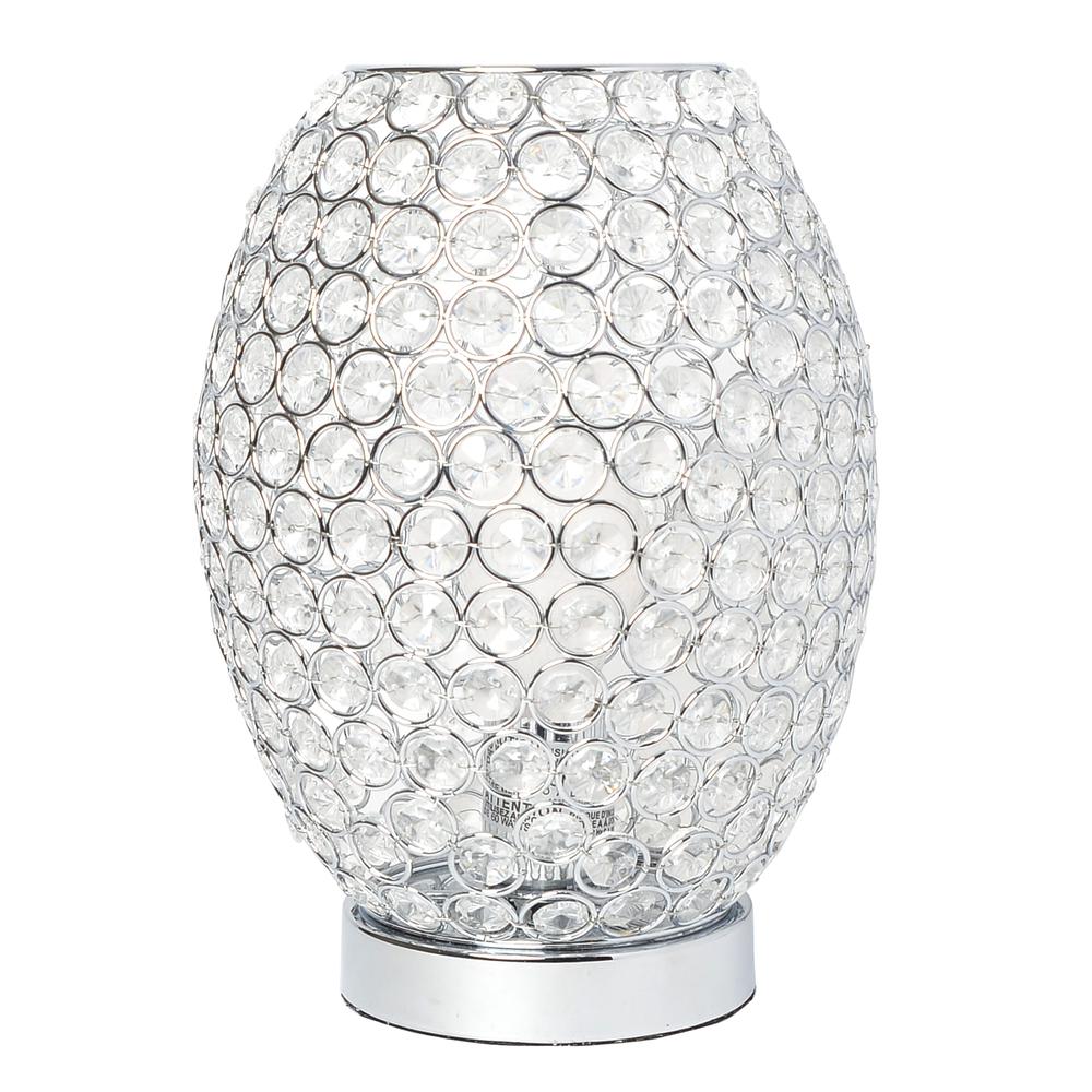 Elipse Crystal Decorative Curved Accent Uplight Table Lamp, Chrome. Picture 1